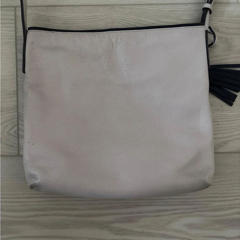 kate spade Light Taupe Crossbody with Navy Tassel Trim